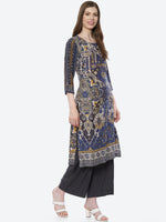 Thumbnail for Biba Women Blue Printed Kurta with Palazzos & With Dupatta - Distacart