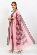 Thumbnail for Mominos Fashion Moeza Women's Handloom Cotton Ikkat Maroon Dupatta - Distacart