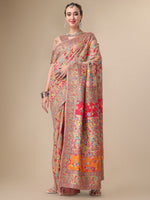 Thumbnail for Sangria Beige & Orange Floral Woven Design Pure Silk Saree - Distacart