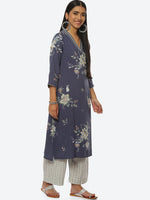 Thumbnail for Biba Women Floral Printed V-Neck Kurta with Palazzos - Distacart