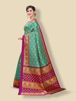 Thumbnail for Kalini Green & Magenta Ethnic Motifs Kanjivaram Jacquard Saree - Distacart