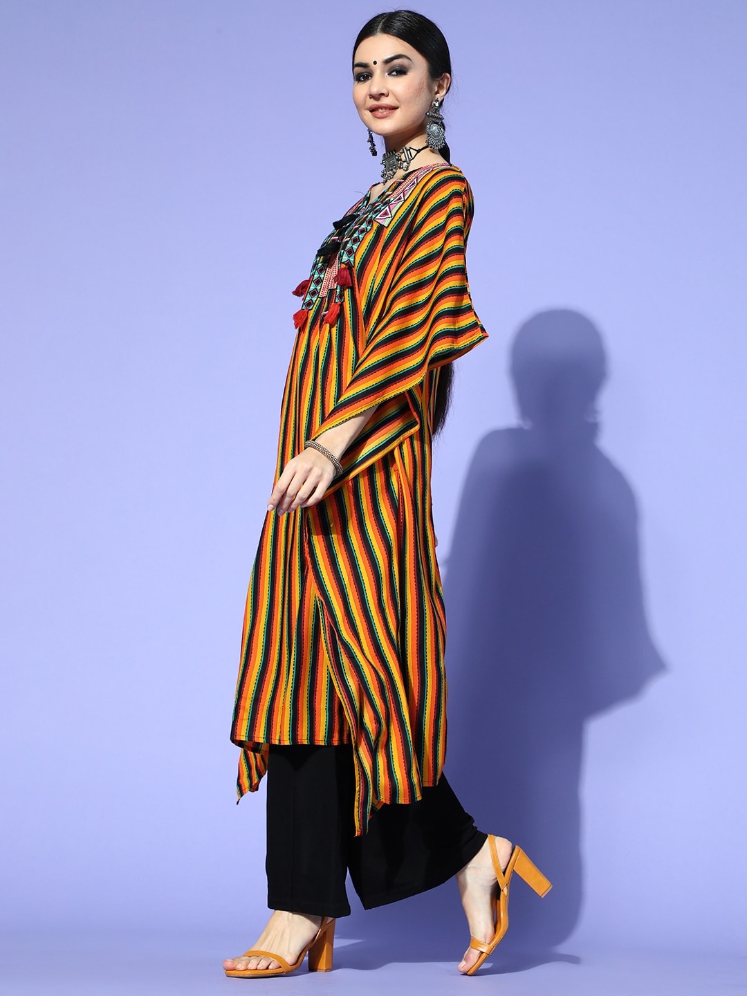 Sangria Stylish Mustard Viscose Rayon New Age Kaftan Kurta - Distacart