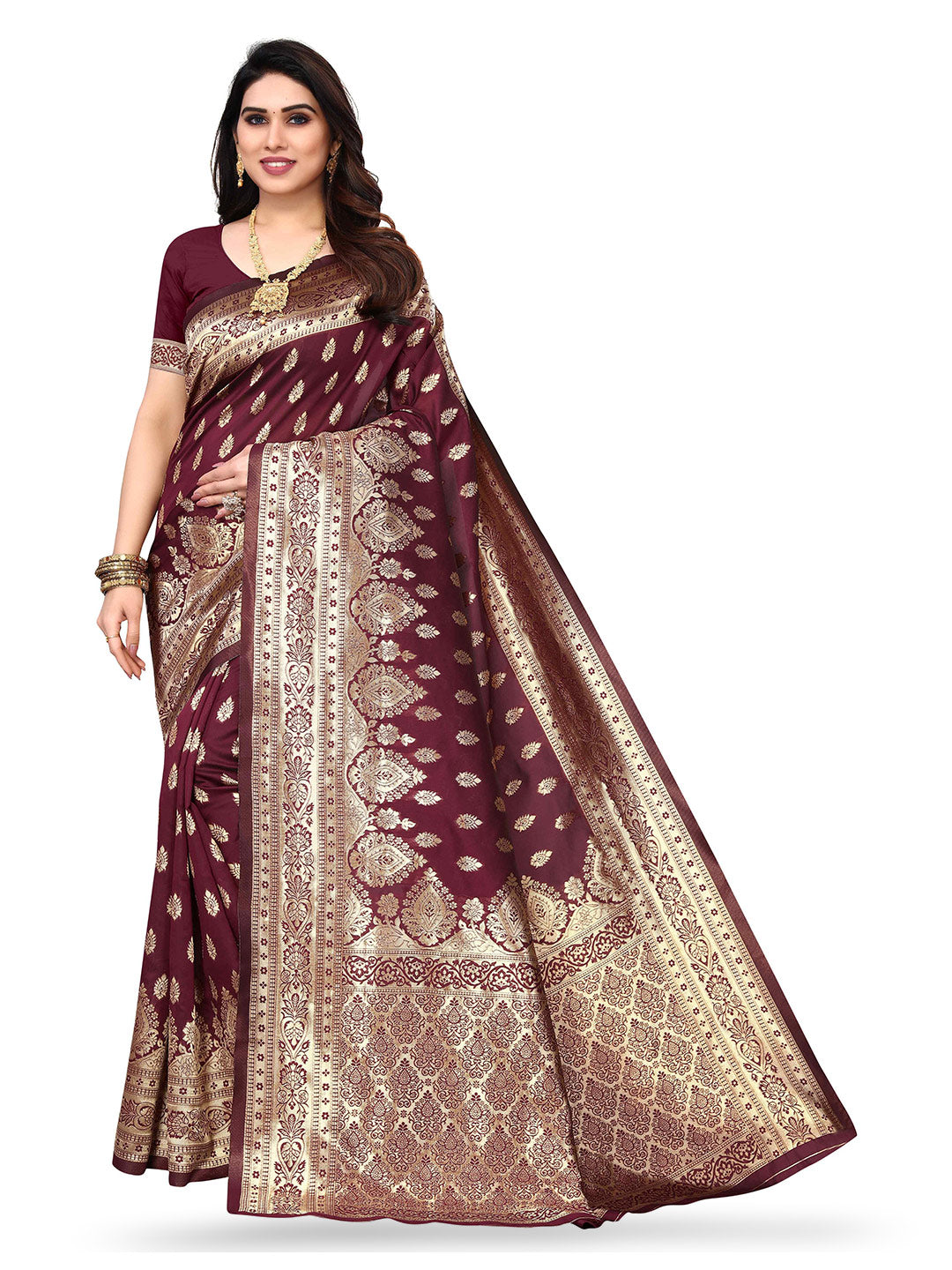 Kalini Floral Woven Design Zari Kanjeevaram Saree - Distacart