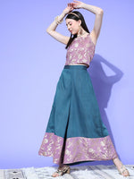 Thumbnail for InWeave Women's Mauve Brocade Strappy Top W Teal Mauve Brocade Palazzo Set - Distacart