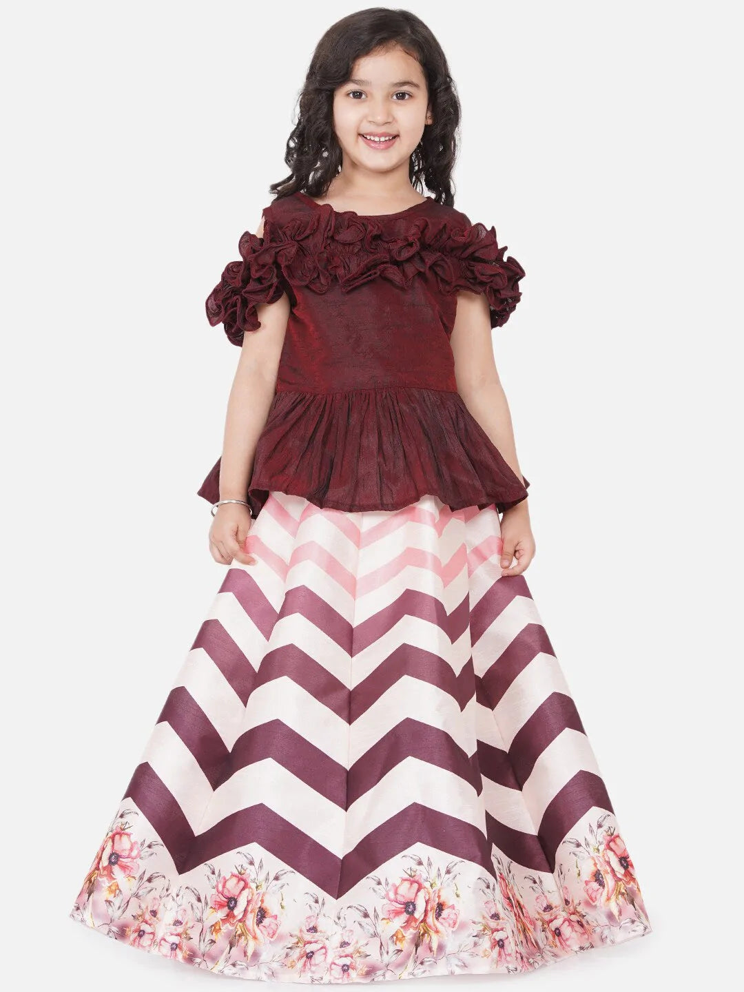 NOZ2TOZ Brown Ready to Wear Lehenga & Choli For Girls - Distacart