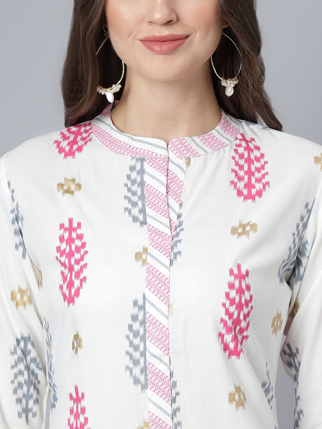 Khushal K Women Cream-Coloured Printed Kurta with Palazzos - Distacart