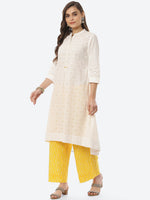 Thumbnail for Biba Women Off White Printed Pure Cotton Kurta with Palazzos - Distacart