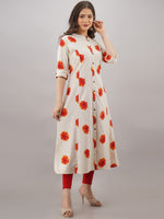 Thumbnail for Kalini Women Beige Floral Printed Thread Work Floral Kurta - Distacart