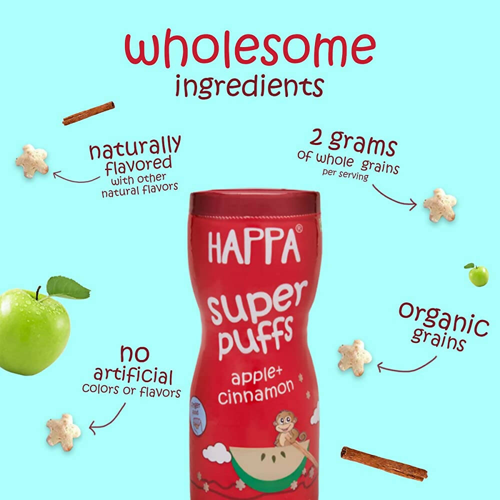 Happa Multigrain Apple & Cinnamon Melts Super Puffs (8 Months+) - Distacart