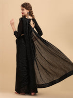 Thumbnail for Sangria Black Embellished Sequinned Pure Georgette Saree - Distacart