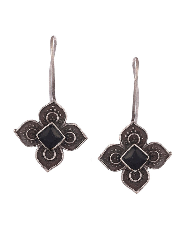 Shoshaa Silver Plated Floral Drop Earrings - Distacart