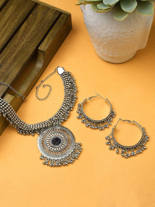 Cardinal Oxidized Silver-Toned Long Women Jewellery Set - Distacart