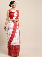 Thumbnail for Saree Mall Women White & Red Bandhani Printed Poly Chiffon Sarees - Distacart