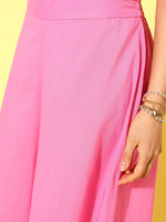 Thumbnail for HERE&NOW Women Pink Floral Printed Regular Pure Cotton Kurta with Palazzos - Distacart