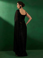 Thumbnail for Sangria Striped Embellished Beads and Stones Pure Chiffon Sarees - Distacart