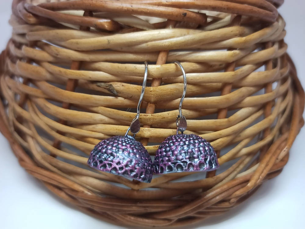 Terracotta Hanging Jhumkas-Silver Pink