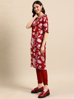 Thumbnail for Sangria Floral Printed Regular Kurta with Trousers - Distacart