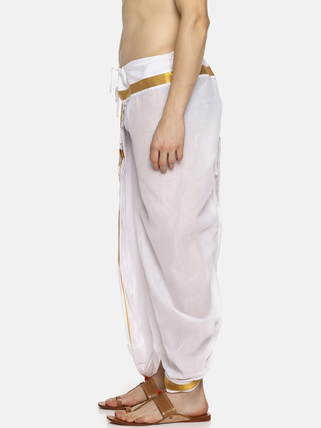 Sethukrishna Men White Solid Readymade Dhoti - Distacart