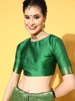 Thumbnail for Saree Mall Green & Golden Woven Design Banarasi Saree - Distacart