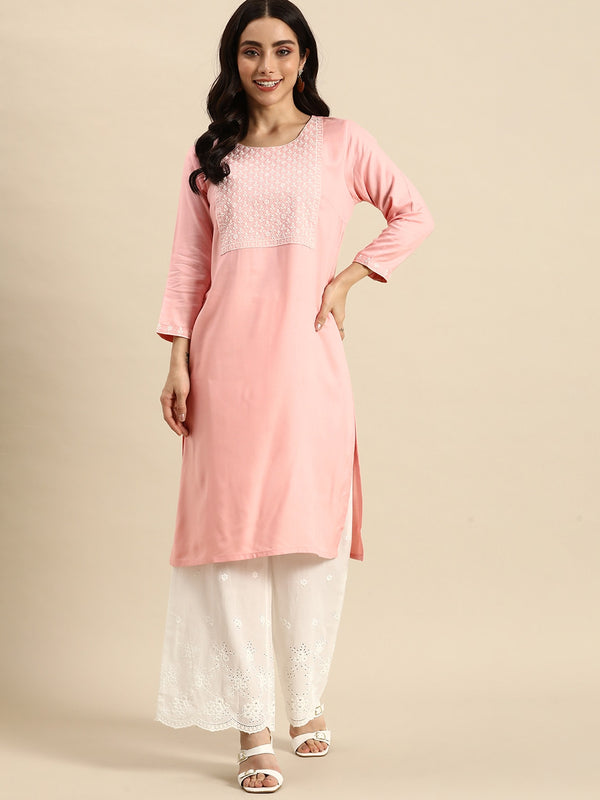 Sangria Women Floral Embroidered Kurta - Distacart