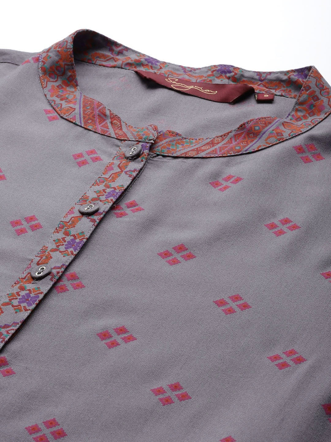 Sangria Ethnic Motifs Print Kurta - Distacart