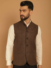 Thumbnail for Even Apparels Pure Wool Nehru Jacket - Brown - Distacart
