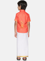 Thumbnail for Sethukrishna Boys Orange & White Printed Shirt - Distacart