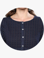 Thumbnail for Sangria Women Navy Blue Printed Straight Kurta - Distacart
