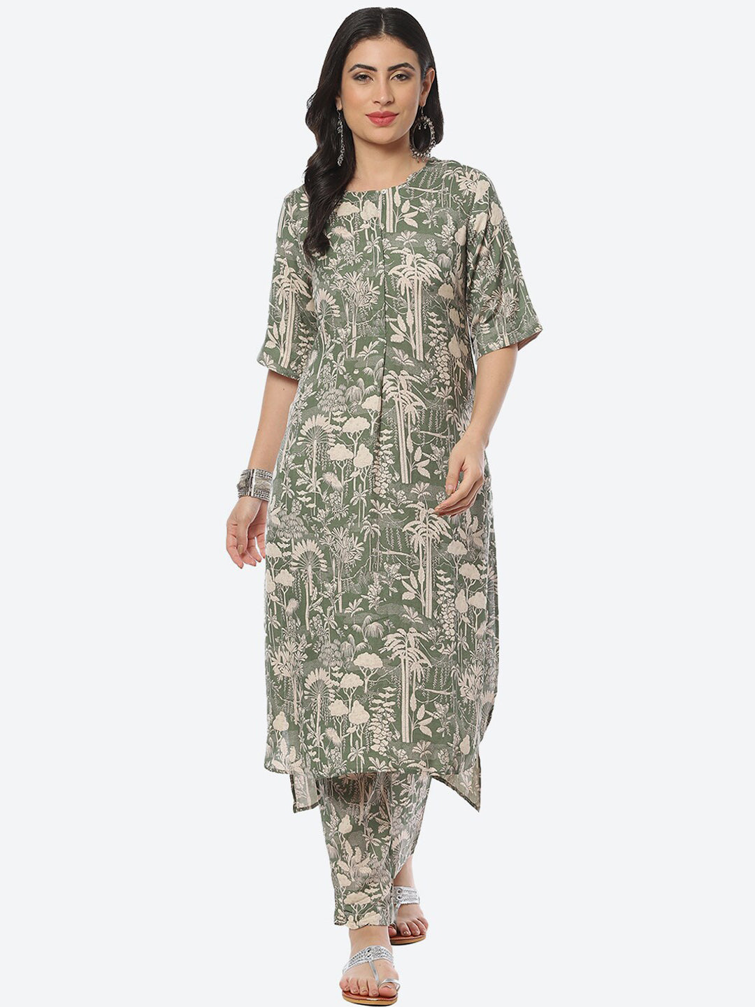 Biba Women Floral Printed Kurta with Trousers - Distacart