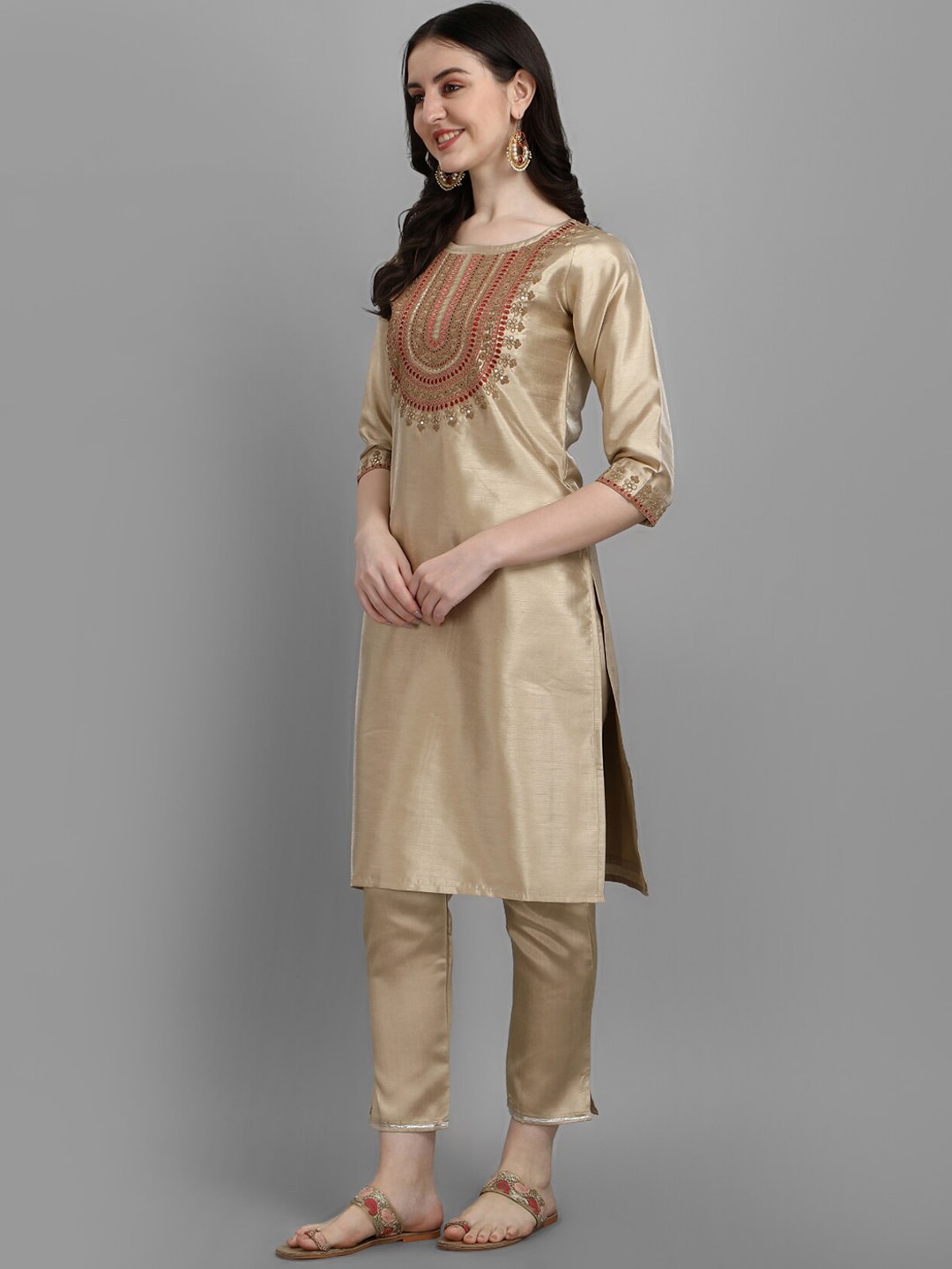 Kalini Ethnic Motifs Embroidered Sequined Kurta with Trousers & Dupatta - Distacart