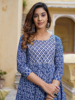 Thumbnail for Kalini Floral Printed Gotta Patti Pure Cotton Kurta with Trousers & With Dupatta - Distacart