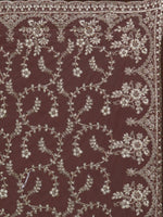 Thumbnail for Koskii Pink & Silver-Toned Floral Zari Supernet Saree - Distacart