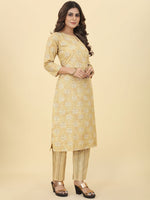 Thumbnail for Kalini Floral Printed Keyhole Neck Kurta With Trousers - Distacart