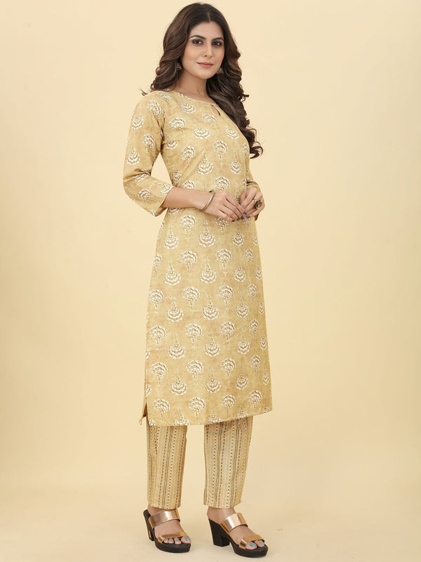 Kalini Floral Printed Keyhole Neck Kurta With Trousers - Distacart