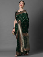 Thumbnail for Mitera Ethnic Motifs Woven Design Zari Silk Blend Banarasi Saree - Distacart