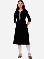 Thumbnail for HERE&NOW Notch Neck Thread Work Straight Kurta - Distacart