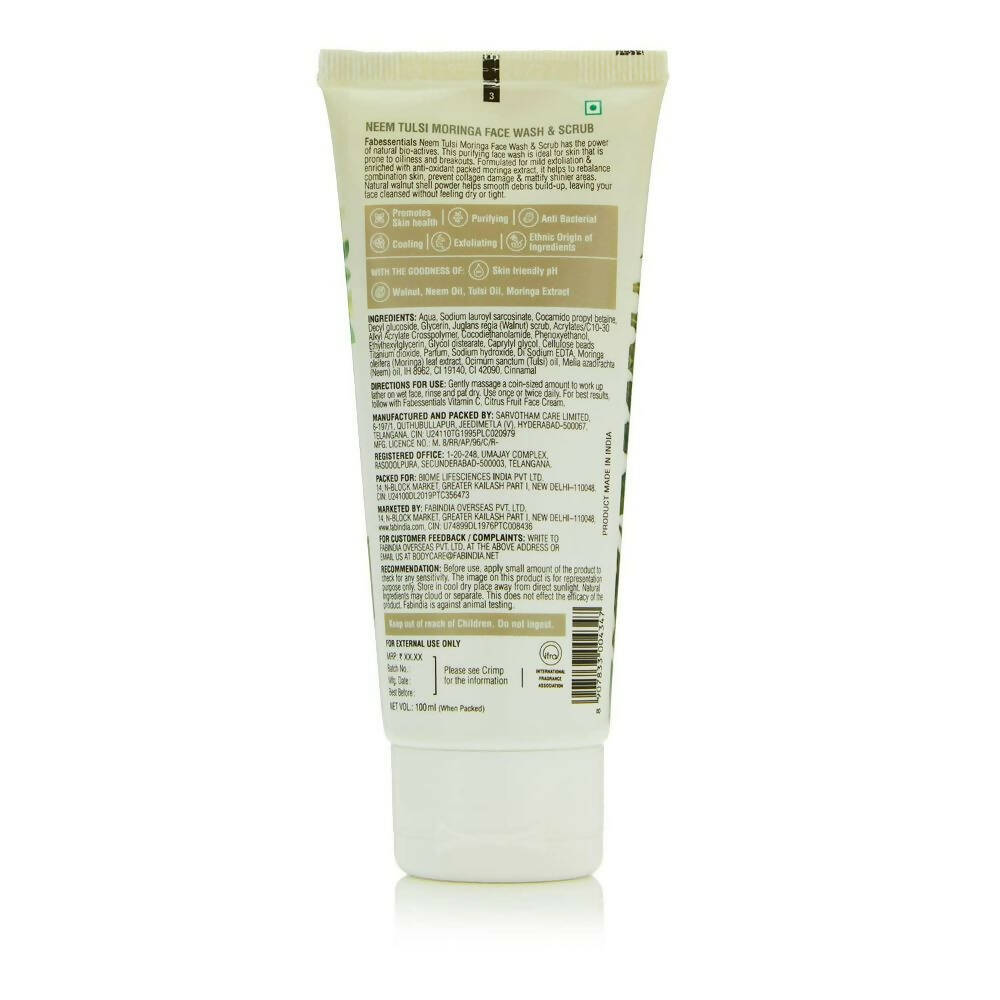Fabessentials Neem Tulsi Moringa Face Wash & Scrub - Distacart