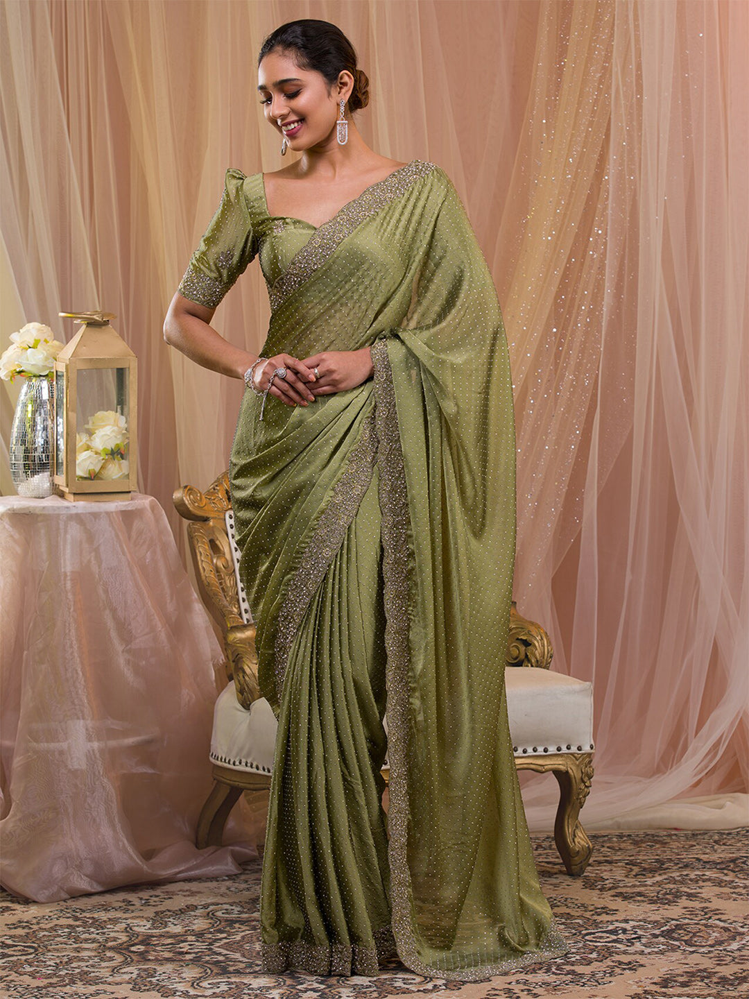 Koskii Embellished Beads and Stones Saree - Distacart