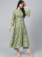 Thumbnail for Khushal K Ethnic Motifs Printed Pure Cotton Kurta with Palazzos & Dupatta - Distacart