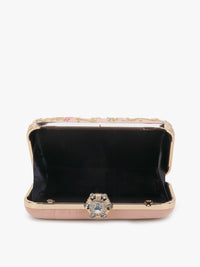 Thumbnail for Anekaant Peach-Coloured & Blue Embellished Box Clutch - Distacart