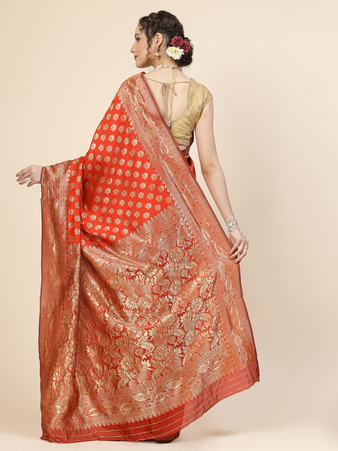 Kalini Ethnic Motifs Woven Design Jacquard Zari Banarasi Saree - Distacart