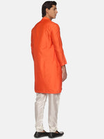 Thumbnail for Sethukrishna Men Orange Angrakha Kurta with Churidar - Distacart