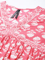 Thumbnail for HERE&NOW Women Ethnic Motifs Printed Empire Pure Cotton Kurta With Palazzos - Distacart