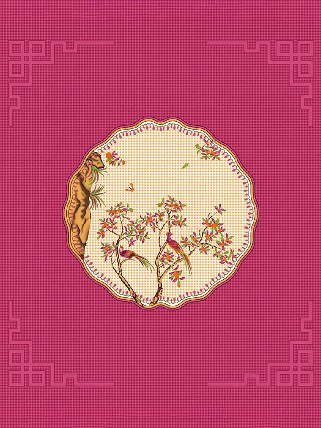 HOMETALES Pink & Beige Ethnic Motifs Cotton 104 TC King Bedsheet with 2 Pillow Covers - Distacart