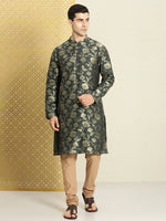 Thumbnail for House of Pataudi Men Jashn Floral Zari Work Kurta with Churidar - Distacart