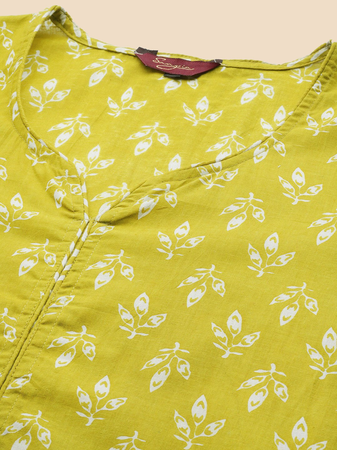 Sangria Green Ethnic Motifs Printed Pure Cotton V-Neck Straight Kurta With Trouser - Distacart