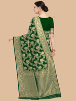 Thumbnail for Kalini Green & Gold-Toned Woven Design Silk Blend Banarasi Saree - Distacart