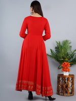 Thumbnail for Kalini Women Red Ethnic Motifs Embroidered Keyhole Neck Anarkali Kurta - Distacart