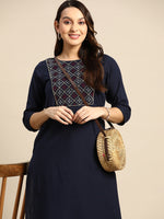 Thumbnail for Sangria Women Geometric Yoke Design Kurta - Distacart