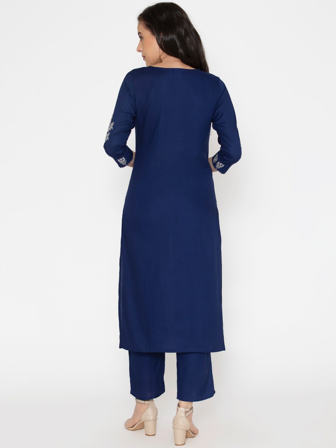 Kalini Women Blue Ethnic Motifs Embroidered Thread Work Kurta with Trousers & With Dupatta - Distacart